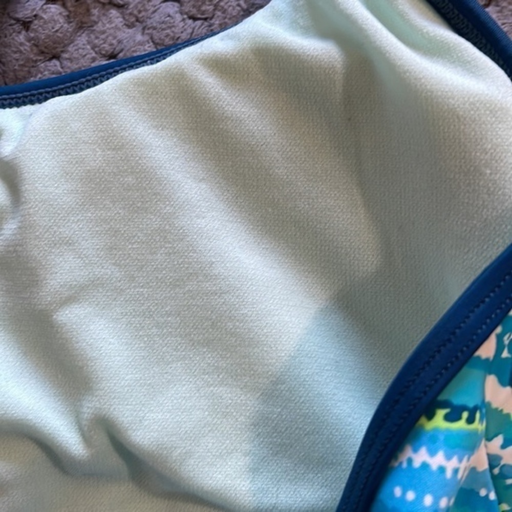 Nike Teal Stripe Racerback Tankini Swimsuit Top Size 10 EUC #1275 - Picture 4 of 5